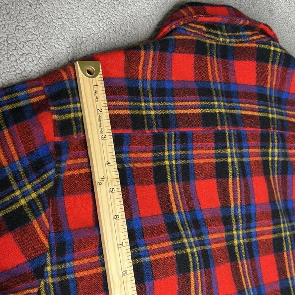 Vintage St. John's Bay Shirt Jacket Mens M Red Tartan Plaid Wool Lined CPO 90s - Picture 13 of 14